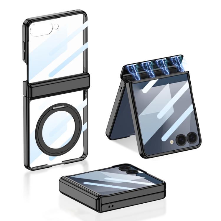 

For Samsung Galaxy Z Flip7 5G GKK Integrated Magnetic Hinge Phantom Phone Case with Rotating Bracket(Black)