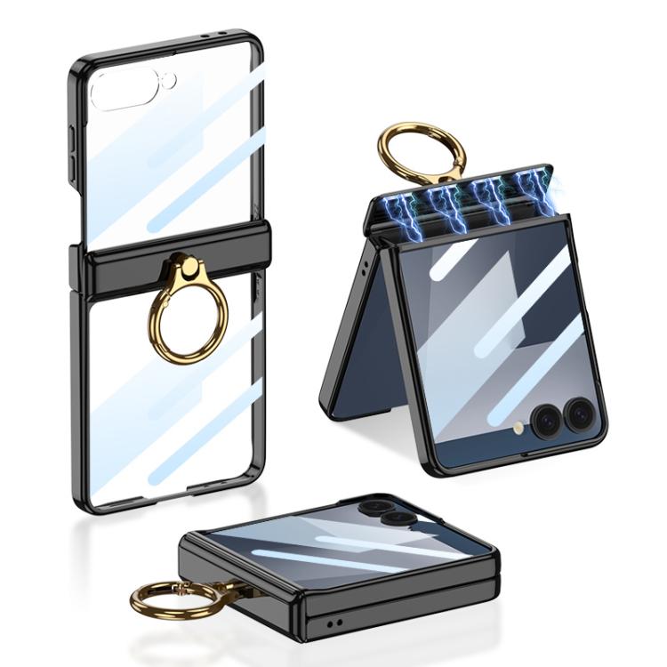 

For Samsung Galaxy Z Flip7 5G GKK Integrated Magnetic Folding Phantom Rotary Phone Case with Ring Holder(Black)