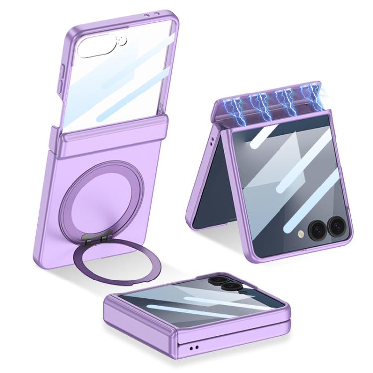 

For Samsung Galaxy Z Flip7 5G GKK Integrated Magnetic Folding Hinge Full Coverage Phone Case with Rotating Bracket(Purple)