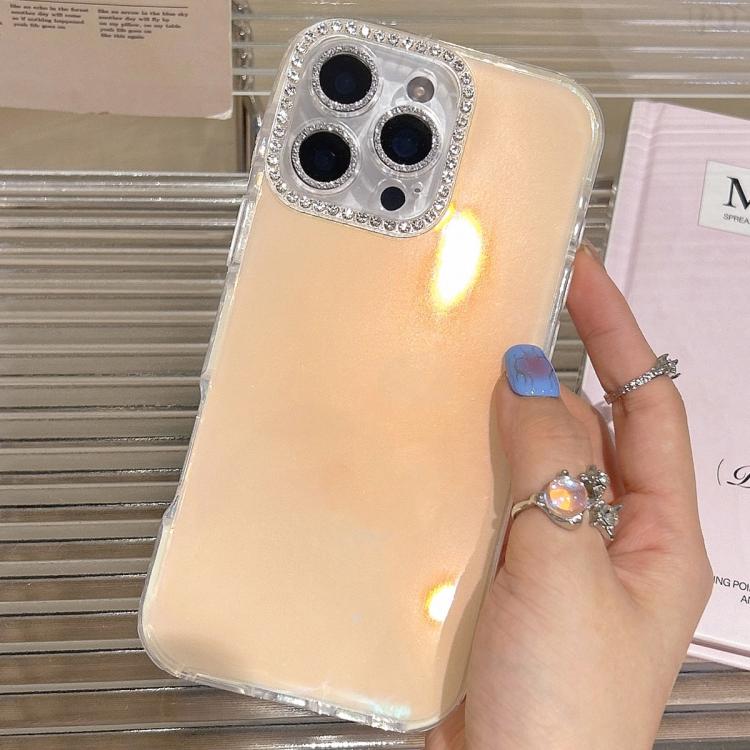 

For iPhone 16 Pro Max Precise Cutouts Transparent Diamonds Jelly Phone Case(Yellow)