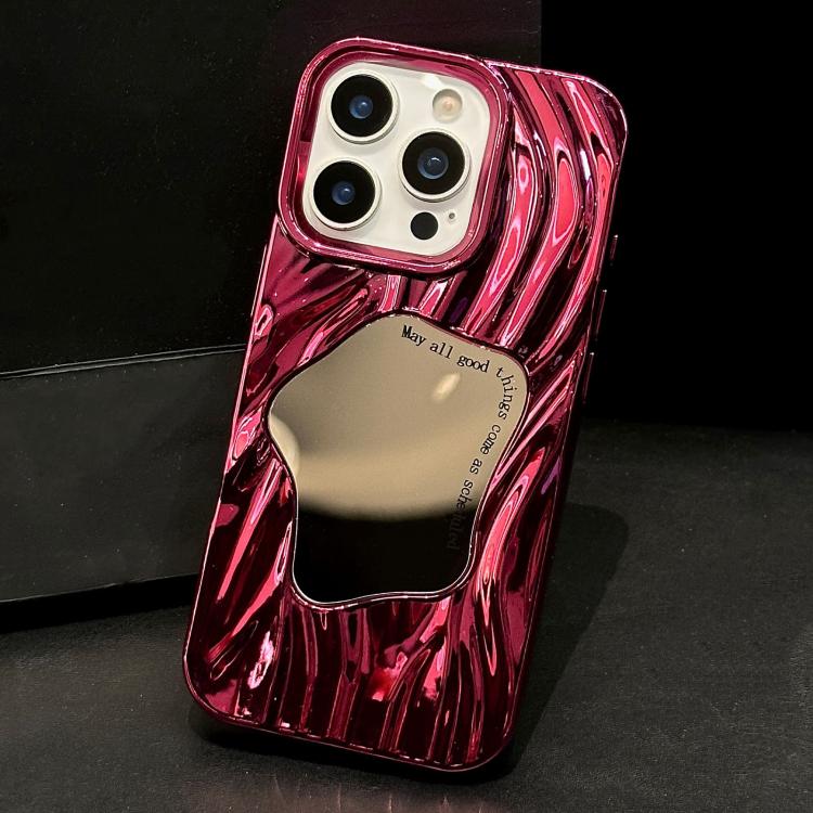 

For iPhone 16 Pro Max Wave Electroplated Mirror TPU Full Coverage Phone Case(Red)