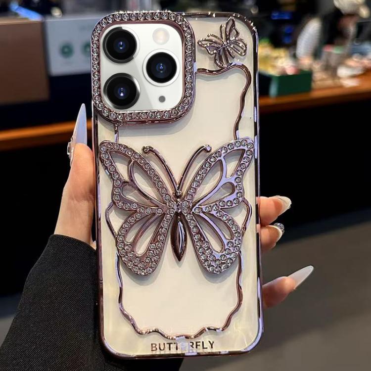 

For iPhone 11 Pro Max Hollow Butterfly Electroplating TPU Phone Case(Rose Gold)
