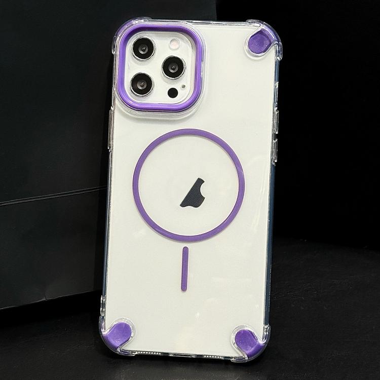 

For iPhone 16 Pro Max Contrast Color Airbag Magsafe TPU Full Coverage Phone Case(Purple)