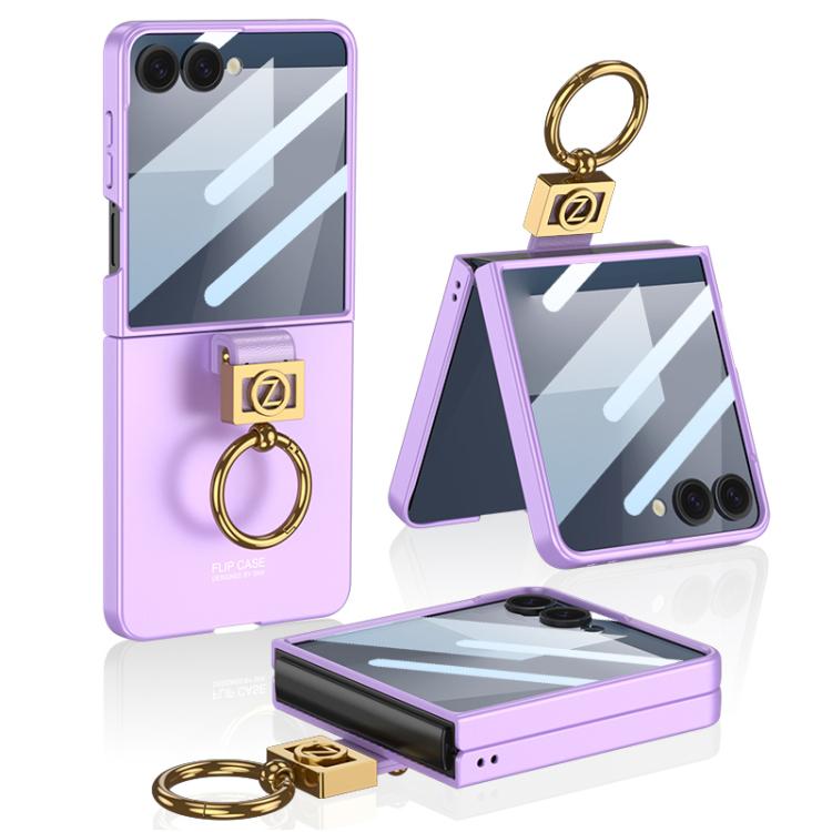 

For Samsung Galaxy Z Flip7 5G GKK Integrated Ultra-thin Phone Case with Z Ring(Purple)