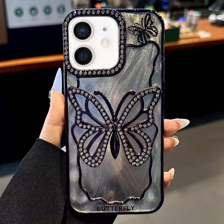 

For iPhone 11 Butterfly Electroplating TPU Phone Case with Epoxy Cardboard(Dark Purple)