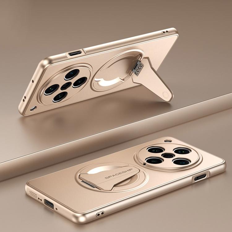 

For OPPO Find X8 Pro Spaceship MagSafe Folding Holder Phone Case(Desert Gold)