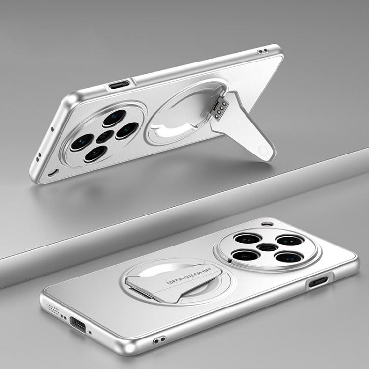 

For OPPO Find X8 Pro Spaceship MagSafe Folding Holder Phone Case(Silver White)