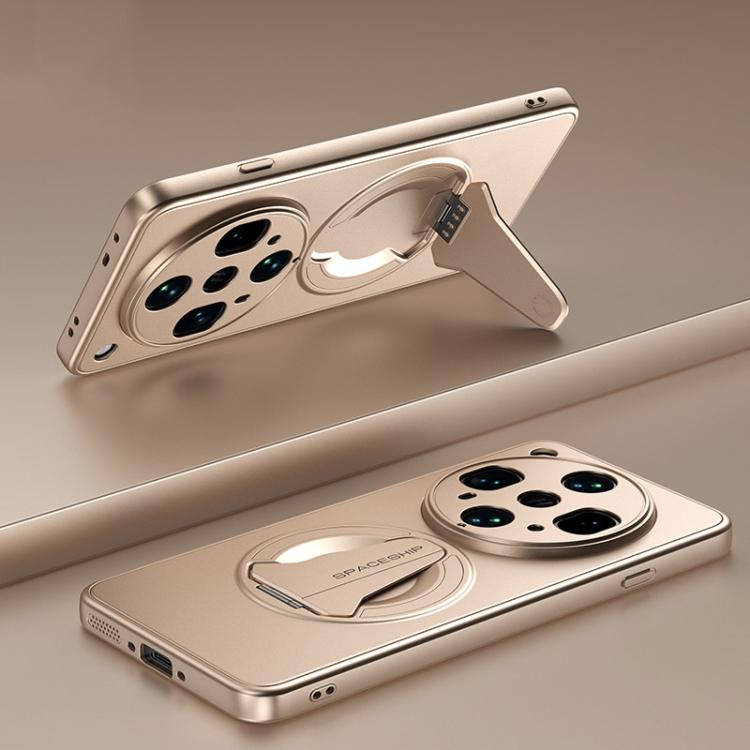 

For OPPO Find X8 Ultra Spaceship MagSafe Folding Holder Phone Case(Desert Gold)