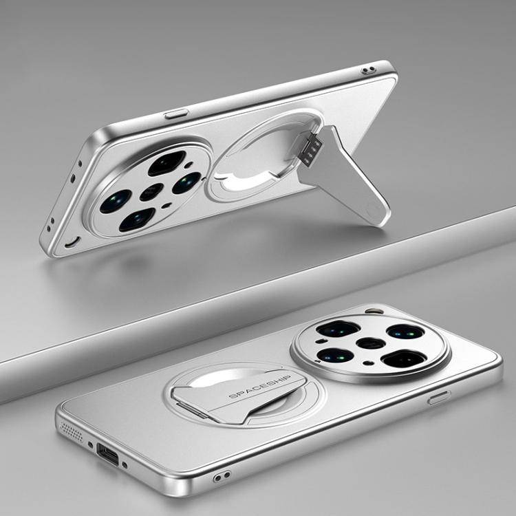 

For OPPO Find X8 Ultra Spaceship MagSafe Folding Holder Phone Case(Silver White)