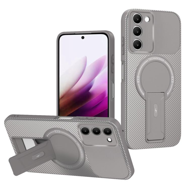 

For Redmi 15 5G / 4G EU 171mm Carbon Fiber Texture MagSafe Phone Case with Holder(Grey)