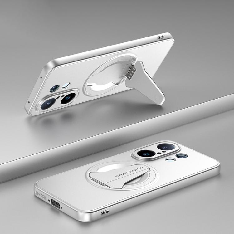 For vivo S30 Pro mini Spaceship MagSafe Folding Holder Phone Case(Silver White)