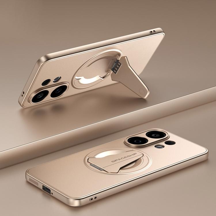 

For vivo S30 Spaceship MagSafe Folding Holder Phone Case(Desert Gold)