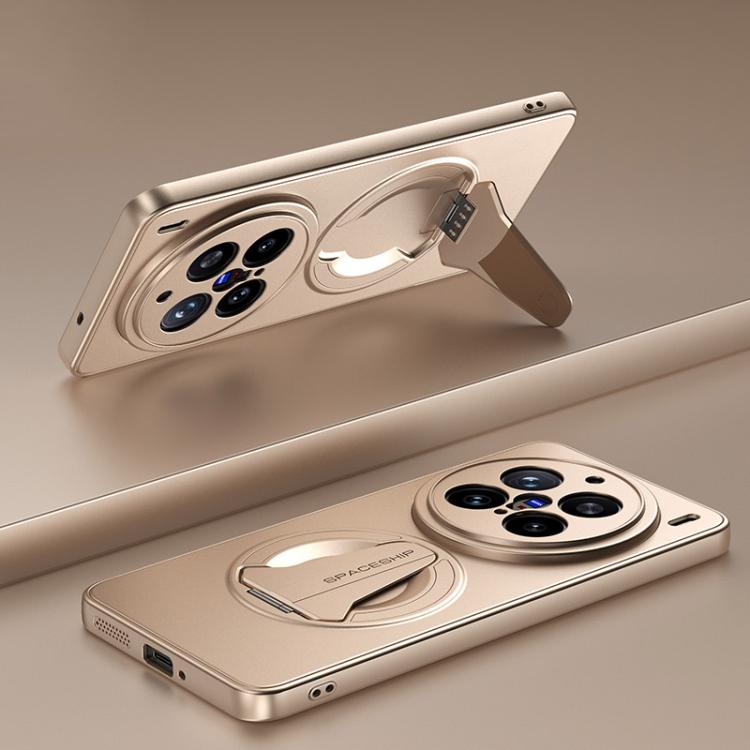 

For vivo X200 Pro Spaceship MagSafe Folding Holder Phone Case(Desert Gold)