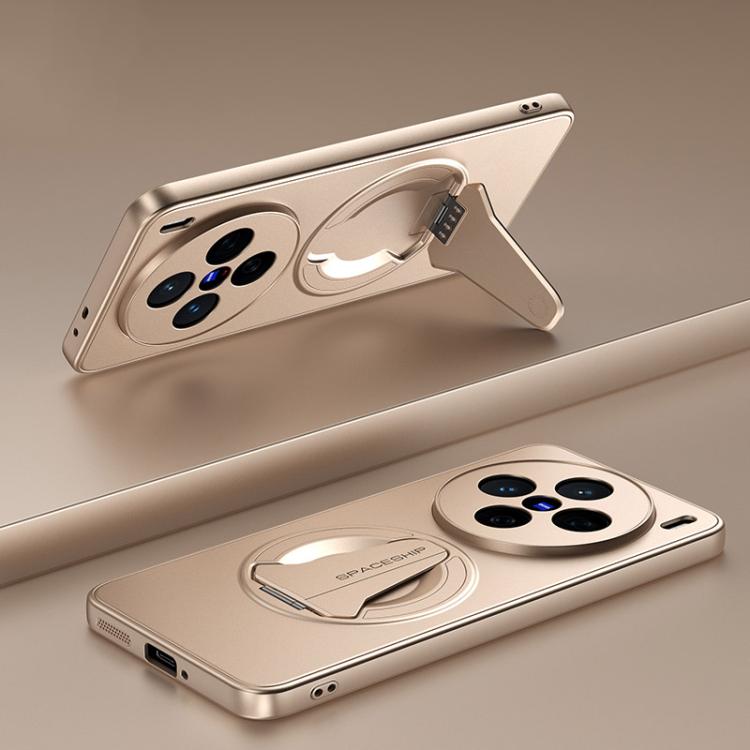 

For vivo X200 Spaceship MagSafe Folding Holder Phone Case(Desert Gold)