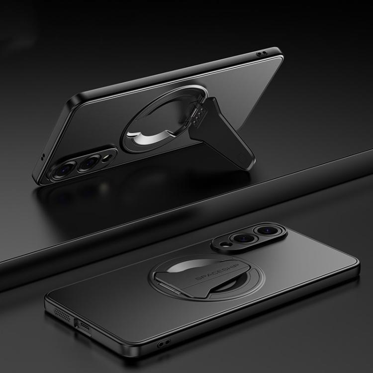 

For vivo X200 Spaceship MagSafe Folding Holder Phone Case(Black)