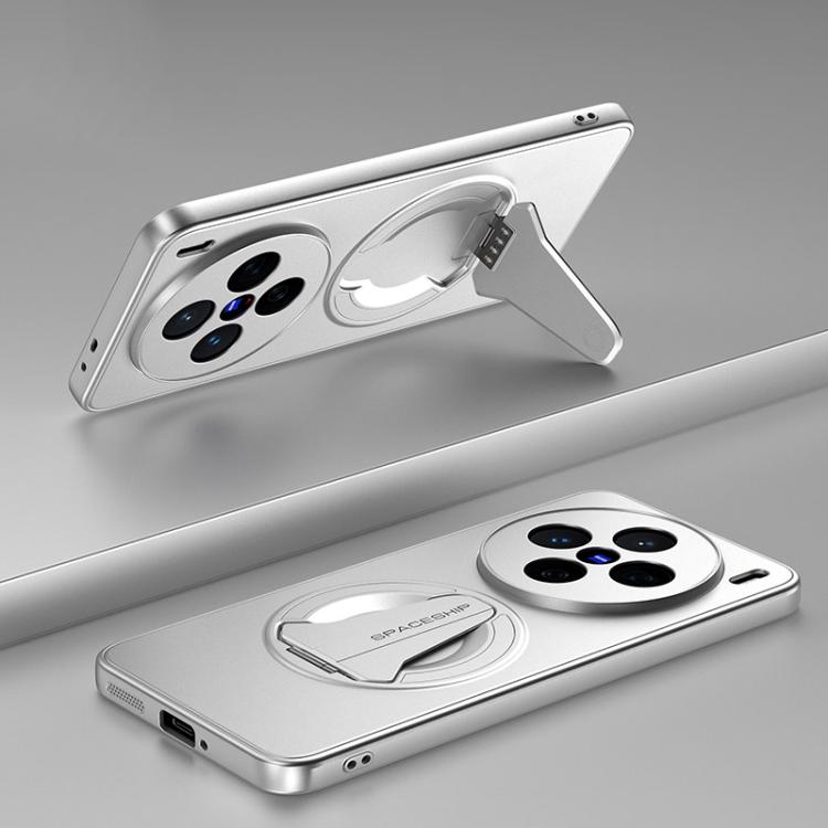 

For vivo X200 Spaceship MagSafe Folding Holder Phone Case(Silver White)