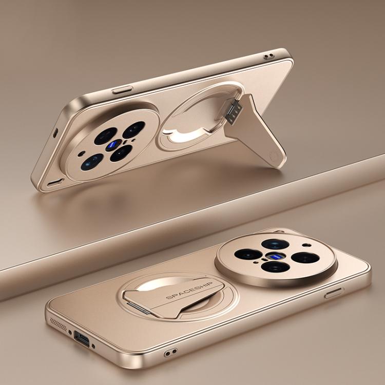 

For vivo X300 Pro 5G Spaceship MagSafe Folding Holder Phone Case(Desert Gold)