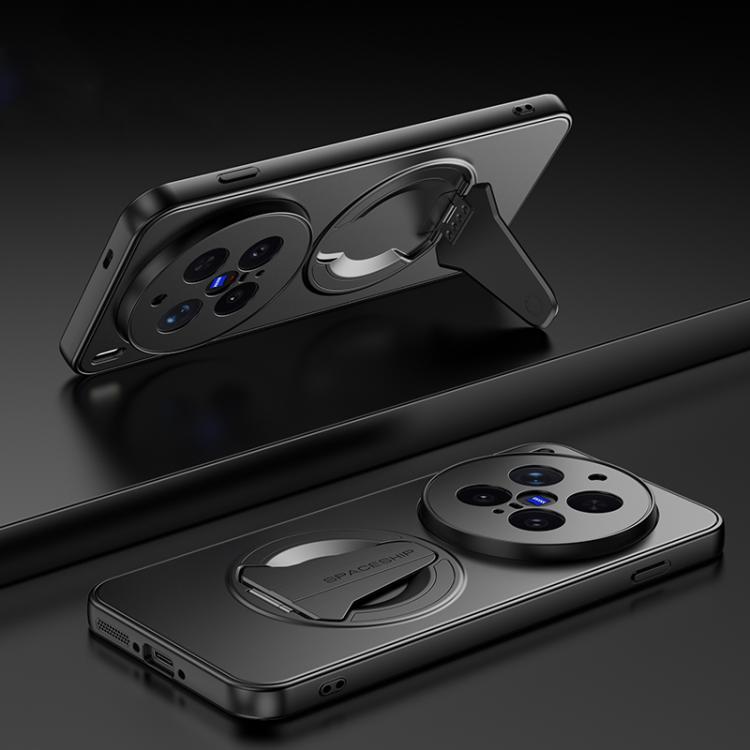 

For vivo X300 Pro 5G Spaceship MagSafe Folding Holder Phone Case(Black)