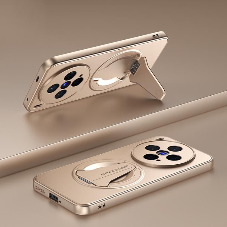 

For vivo X300 5G Spaceship MagSafe Folding Holder Phone Case(Desert Gold)