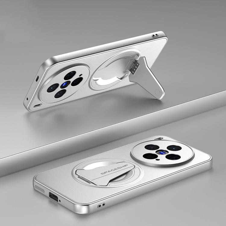 

For vivo X300 5G Spaceship MagSafe Folding Holder Phone Case(Silver White)