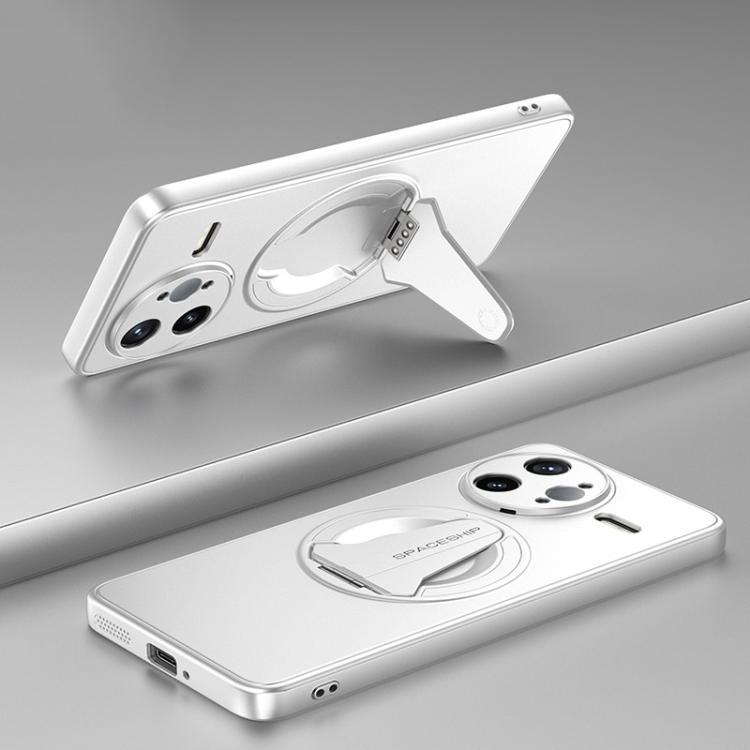 

For Redmi K80 Pro Spaceship MagSafe Folding Holder Phone Case(Silver White)