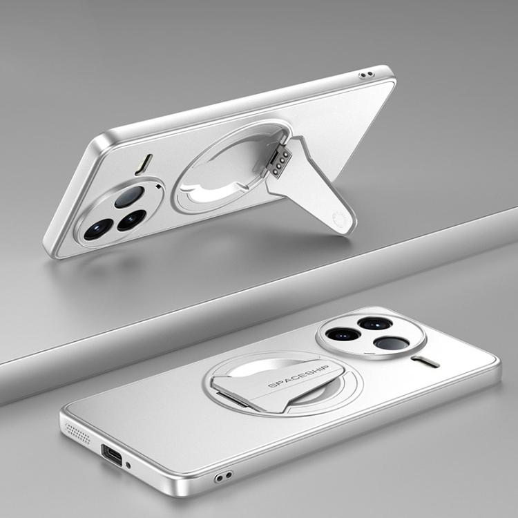 

For Redmi K80 Spaceship MagSafe Folding Holder Phone Case(Silver White)
