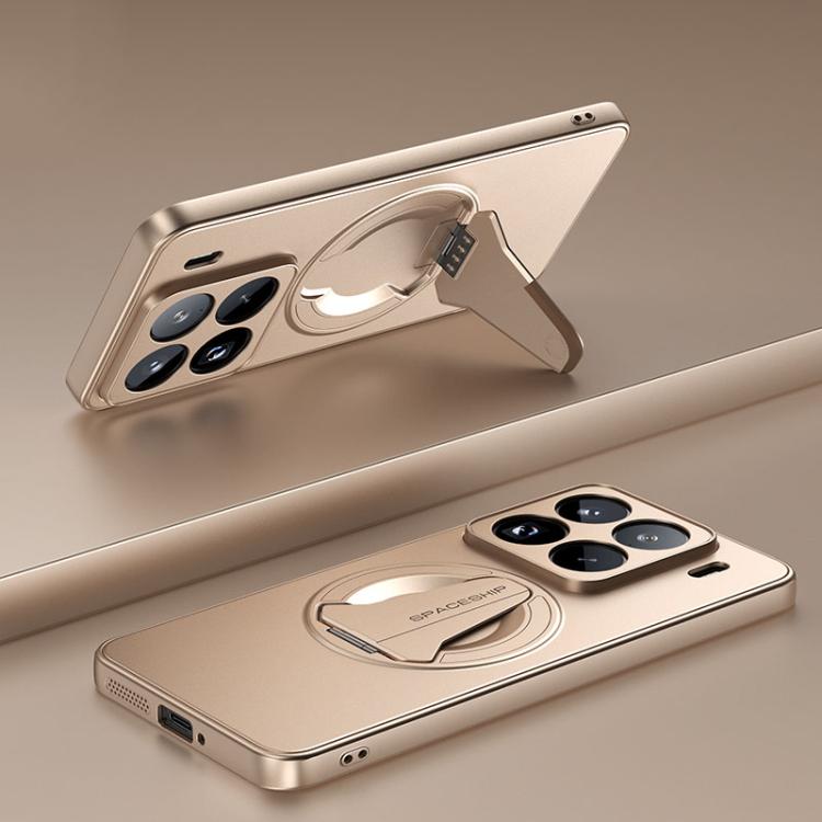 

For Xiaomi 15 Pro Spaceship MagSafe Folding Holder Phone Case(Desert Gold)