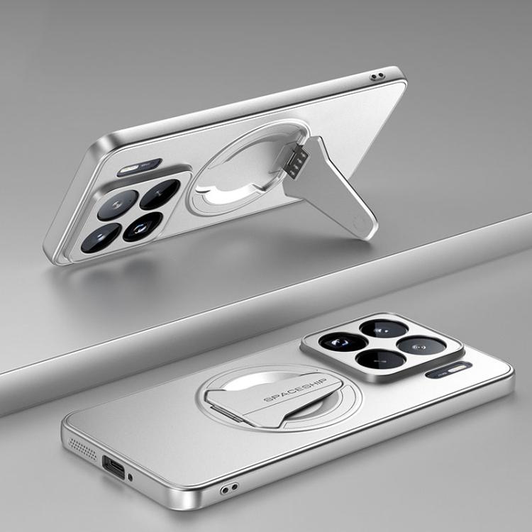 

For Xiaomi 15S Pro Spaceship MagSafe Folding Holder Phone Case(Silver White)