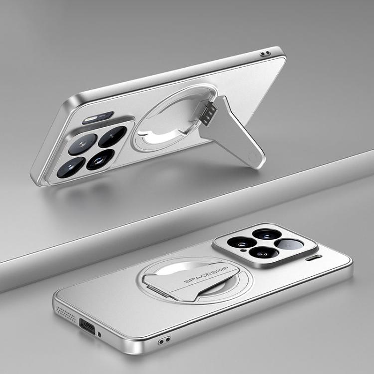 

For Xiaomi 15 Spaceship MagSafe Folding Holder Phone Case(Silver White)