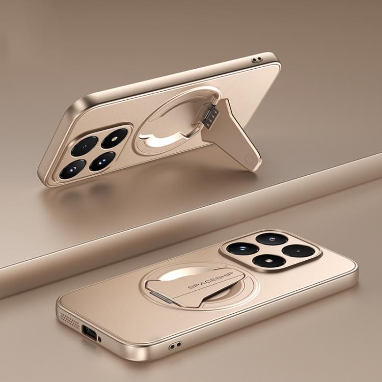 

For Xiaomi 17 Spaceship MagSafe Folding Holder Phone Case(Desert Gold)