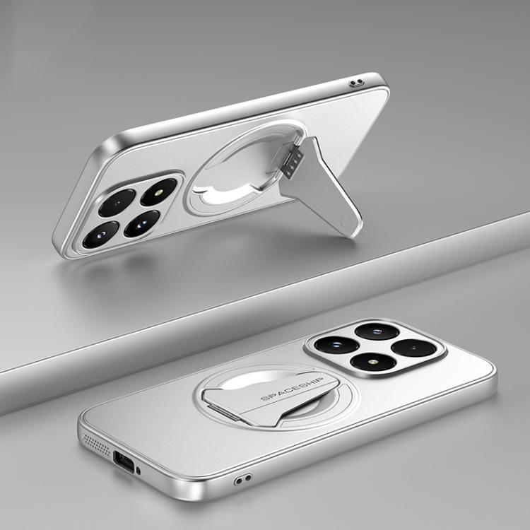 

For Xiaomi 17 Spaceship MagSafe Folding Holder Phone Case(Silver White)