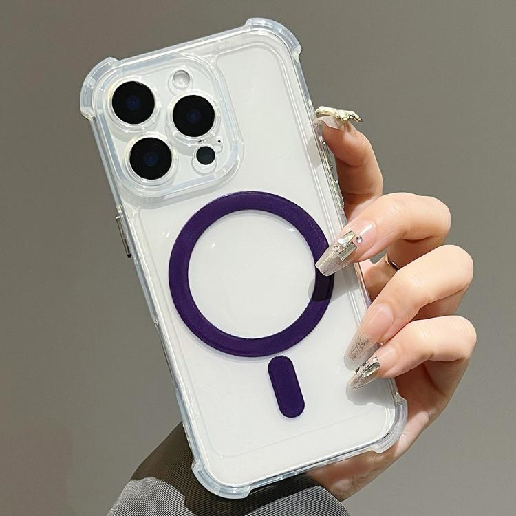 

For iPhone 15 Pro Max Electroplating TPU Hybrid PC Four Corners Shockproof MagSafe Phone Case(Purple)