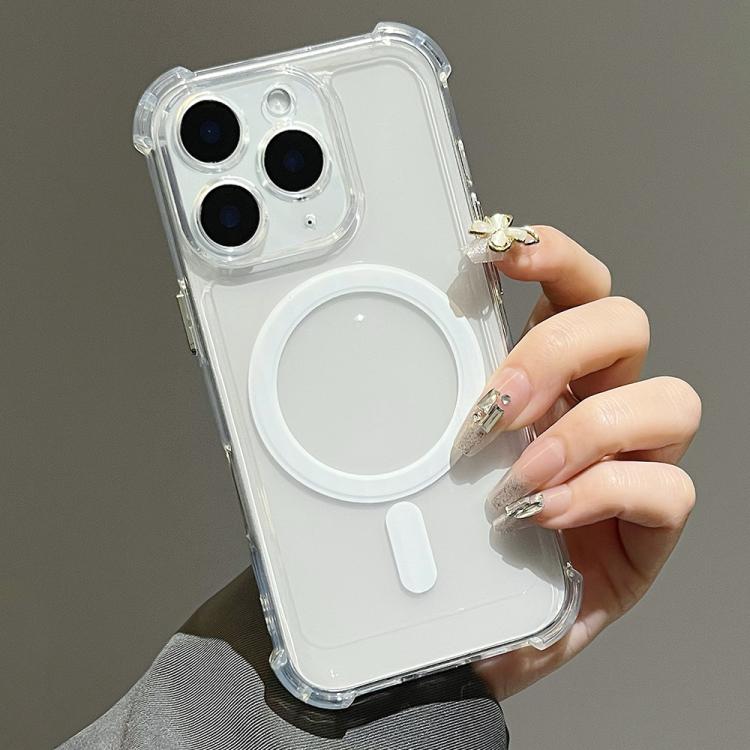 

For iPhone 11 Pro Max Electroplating TPU Hybrid PC Four Corners Shockproof MagSafe Phone Case(White)