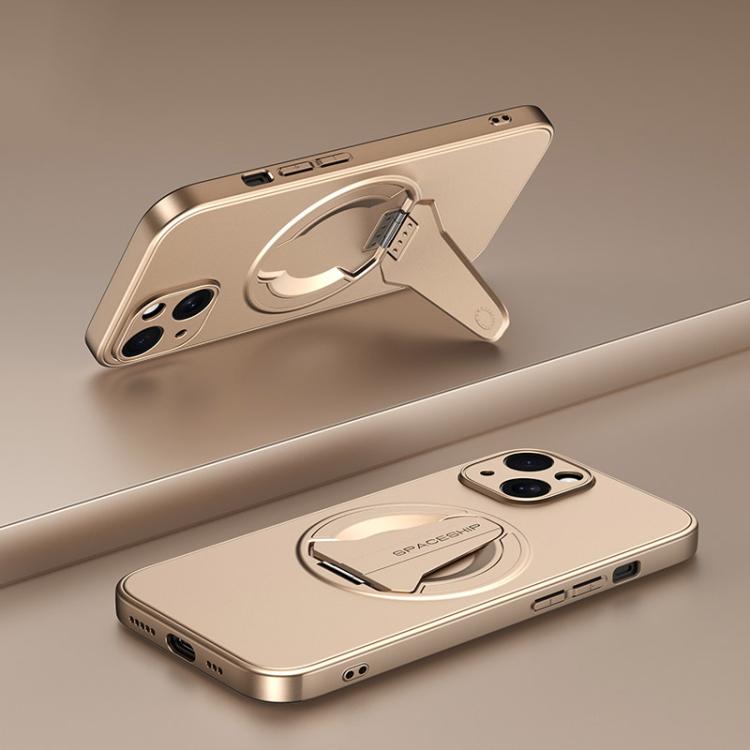 

For iPhone 13 Spaceship MagSafe Folding Holder Phone Case(Desert Gold)