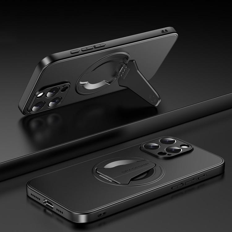 

For iPhone 16 Pro Max Spaceship MagSafe Folding Holder Phone Case(Black)