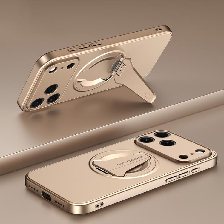 

For iPhone 17 Pro Max Spaceship MagSafe Folding Holder Phone Case(Desert Gold)