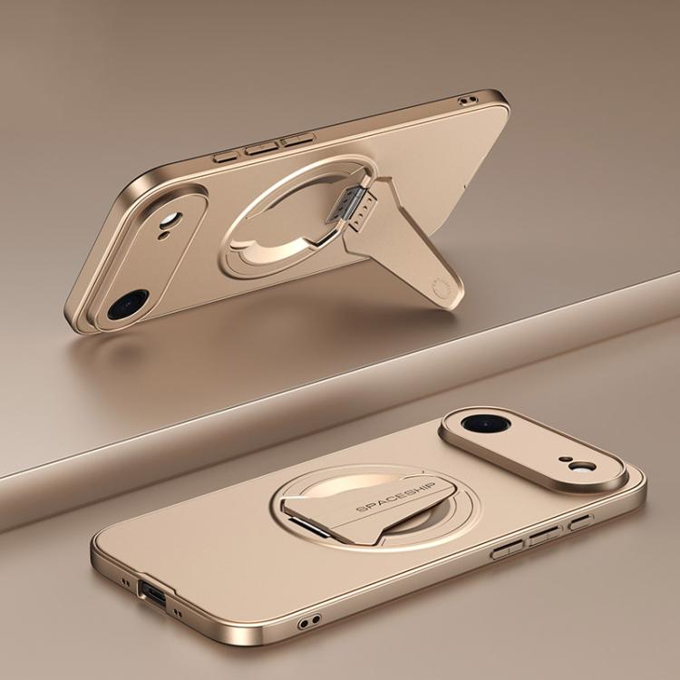 For iPhone Air Spaceship MagSafe Folding Holder Phone Case(Desert Gold)
