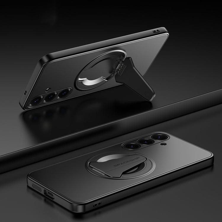 

For Samsung Galaxy S25 5G Spaceship MagSafe Folding Holder Phone Case(Black)