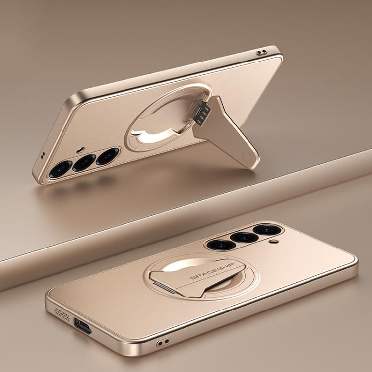 

For Samsung Galaxy S26+ 5G Spaceship MagSafe Folding Holder Phone Case(Desert Gold)