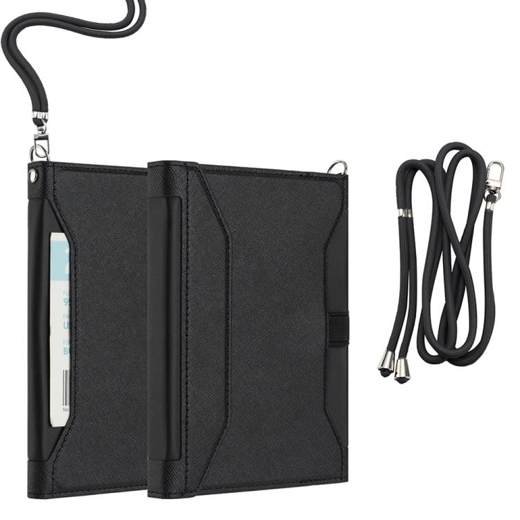 

Multifunctional RFID Blocking Passport Book with Long Lanyard(Black)