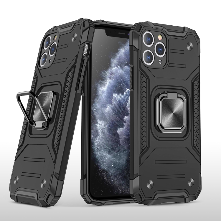 

For iPhone 11 Magnetic Armor Shockproof TPU + PC Case with Metal Ring Holder(Black)