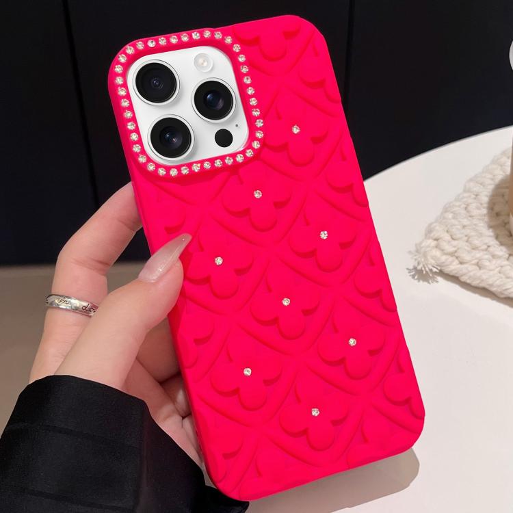 

For iPhone 12 Pro Oil-sprayed 3D Flower Diamond TPU Phone Case(Rose Red)