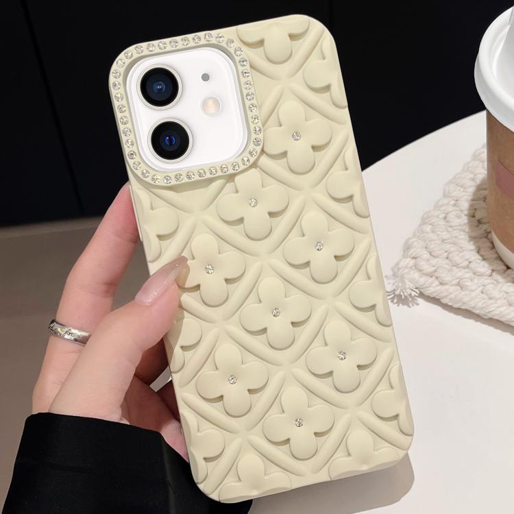 

For iPhone 11 Oil-sprayed 3D Flower Diamond TPU Phone Case(White)