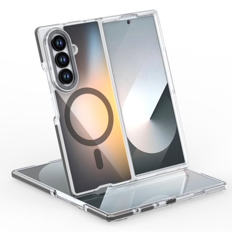 

For Samsung Galaxy Z Fold7 Dual-Color Gradient Discolor MagSafe Phone Case(Black)