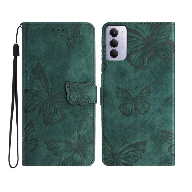 

For Redmi 15 5G / 4G EU 171mm Skin-feel Embossed Butterfly Leather Phone Case(Green)