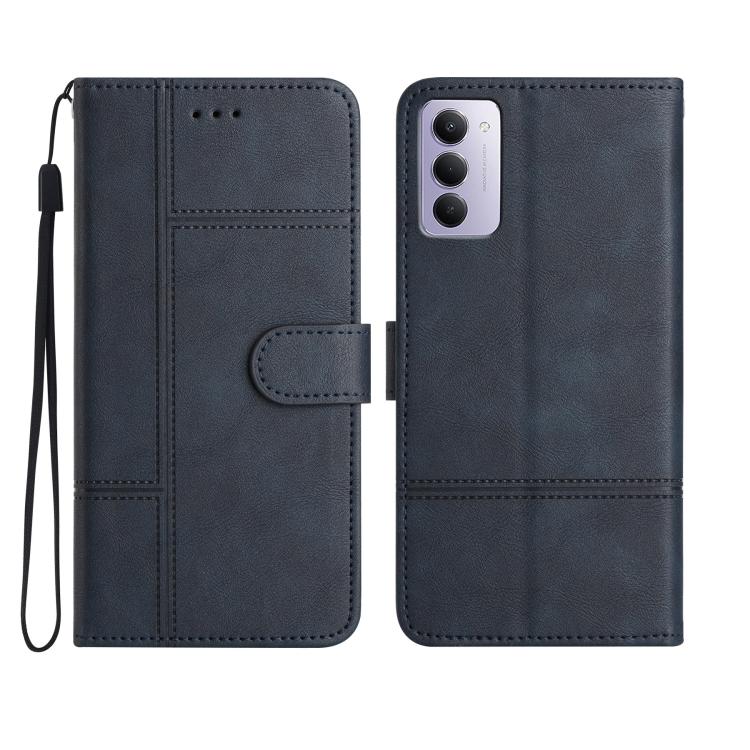 

For Redmi 15 5G / 4G EU 171mm Cowhide Texture Stitching Leather Phone Case(Dark Blue)