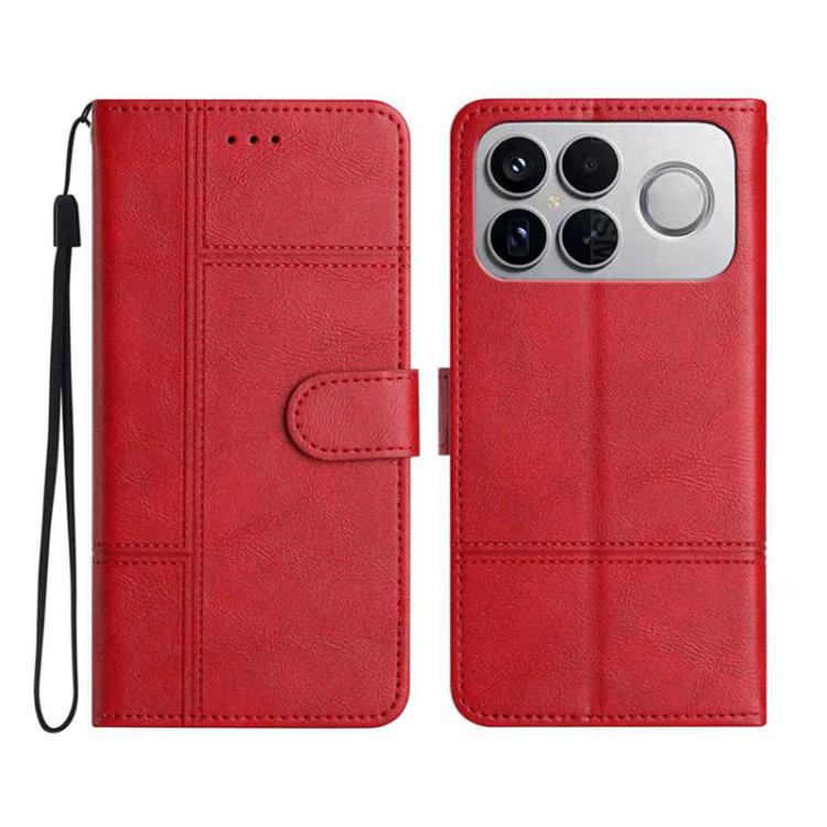 

For Redmi K90 / Poco F8 Pro Cowhide Texture Stitching Leather Phone Case(Red)