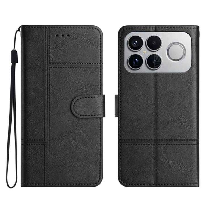 

For Redmi K90 Pro Max / Poco F8 Ultra Cowhide Texture Stitching Leather Phone Case(Black)