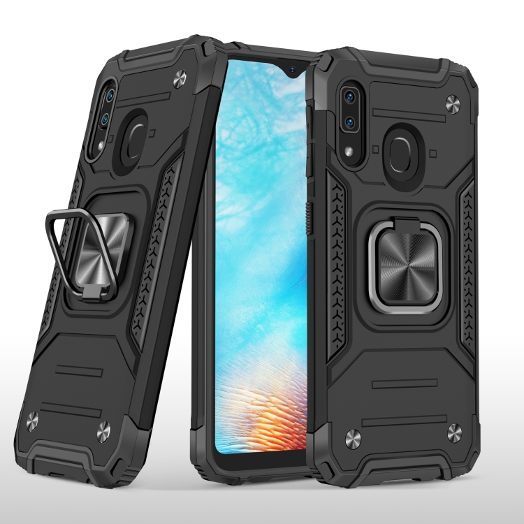 

For Samsung Galaxy A20e Magnetic Armor Shockproof TPU + PC Case with Metal Ring Holder(Black)