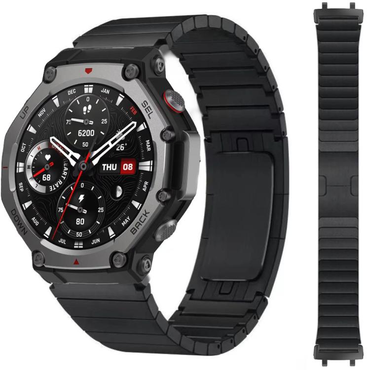 

For Amazfit T-Rex 3 One Beads Side Detachable Stainless Steel Watch Band(Black)